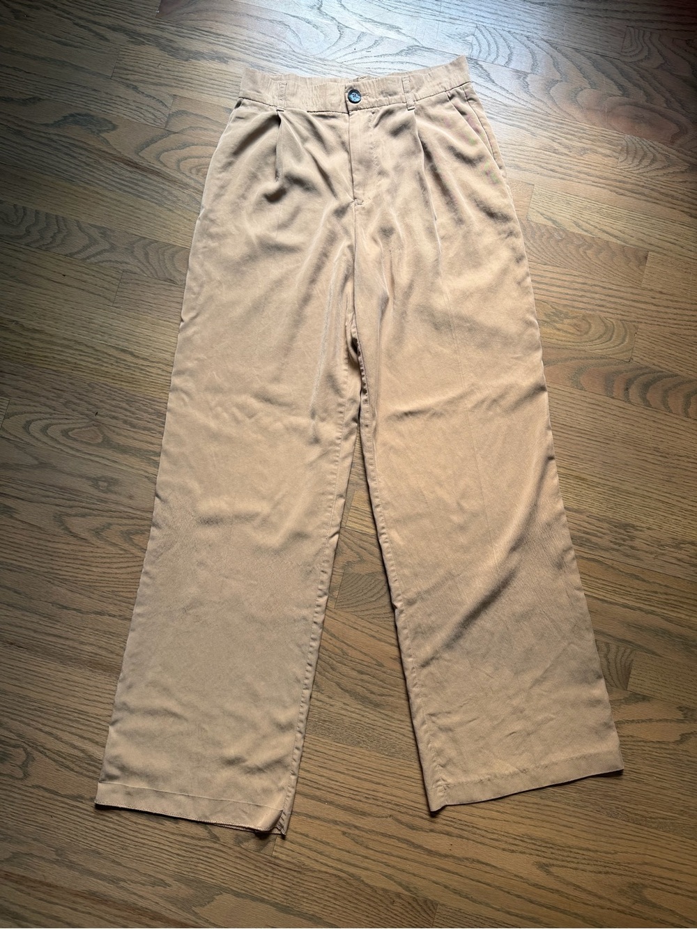 Zara Women's High-Rise Wide-Leg Chinos in Tan